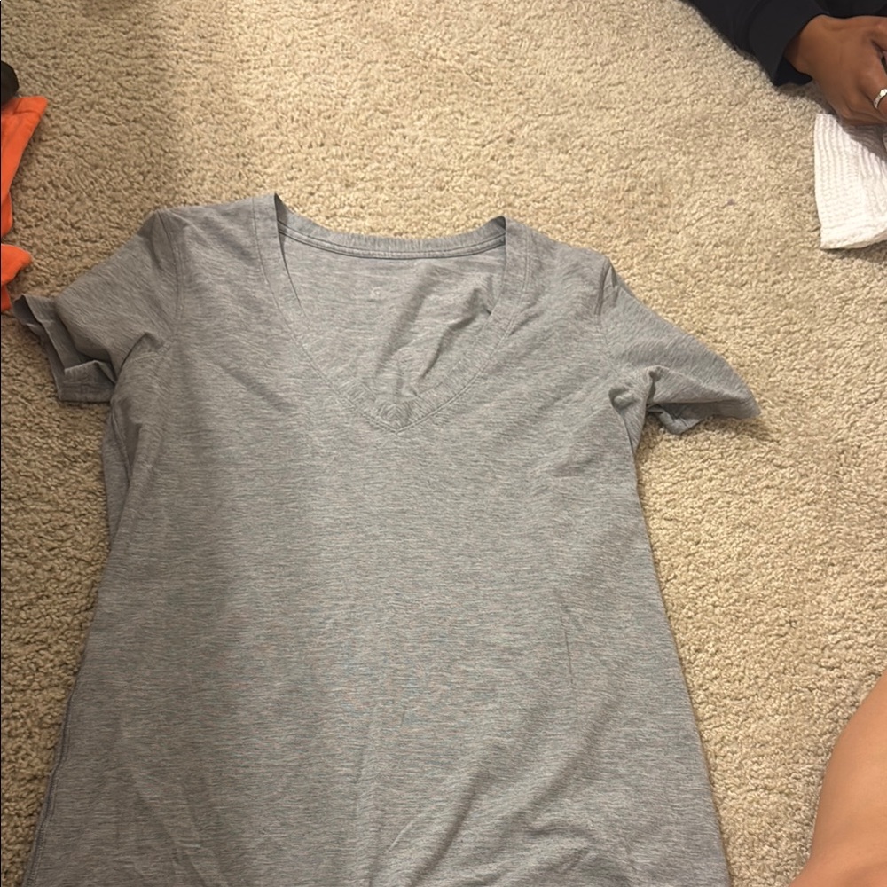 Gray V-Neck Women's Top